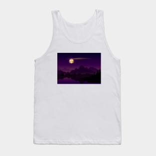 Synthwave Full Moon D20 Dice RPG Night Roleplaying Landscapes Tank Top